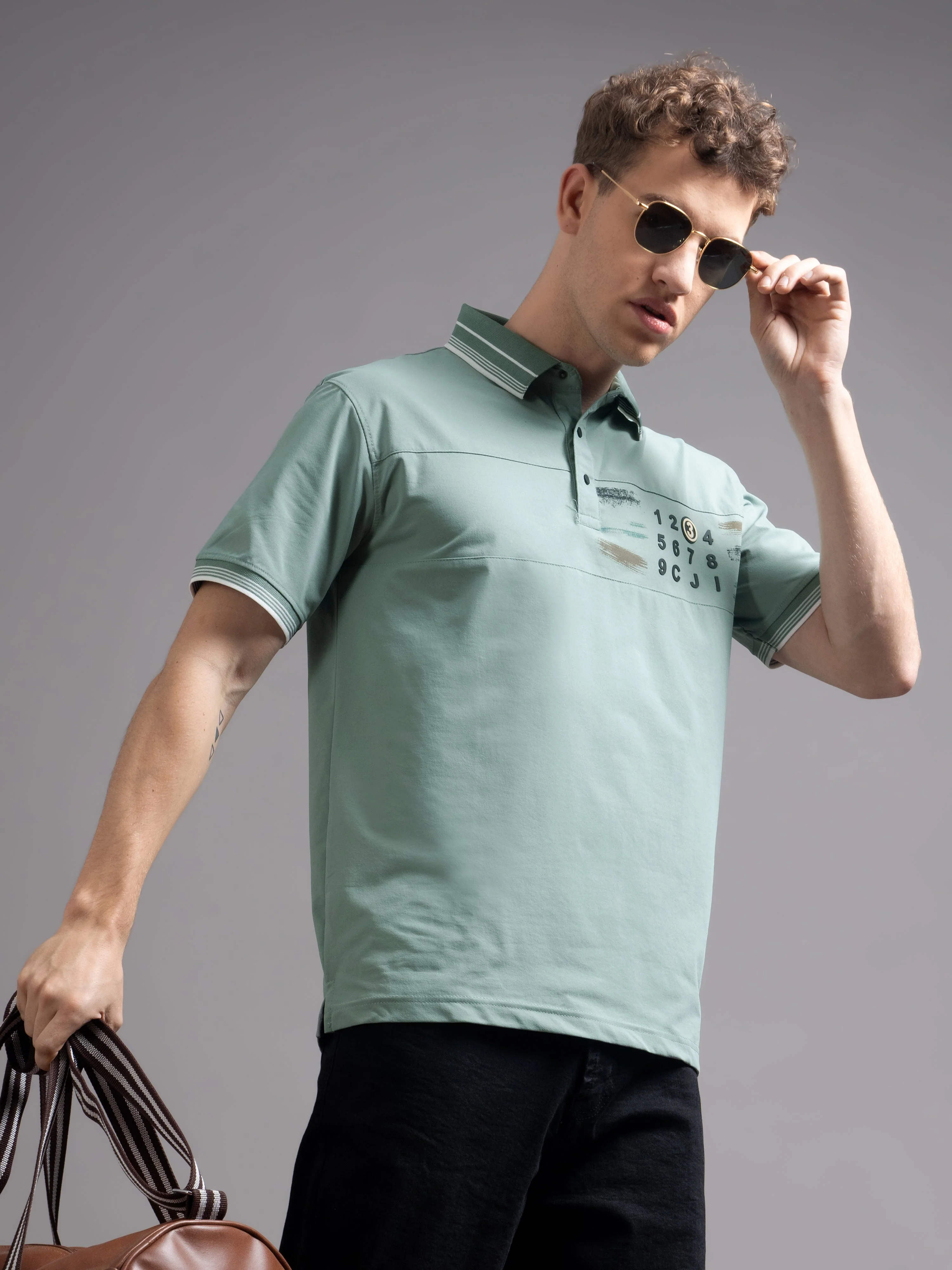 Men Calver Green Polo T-Shirt - Image 3