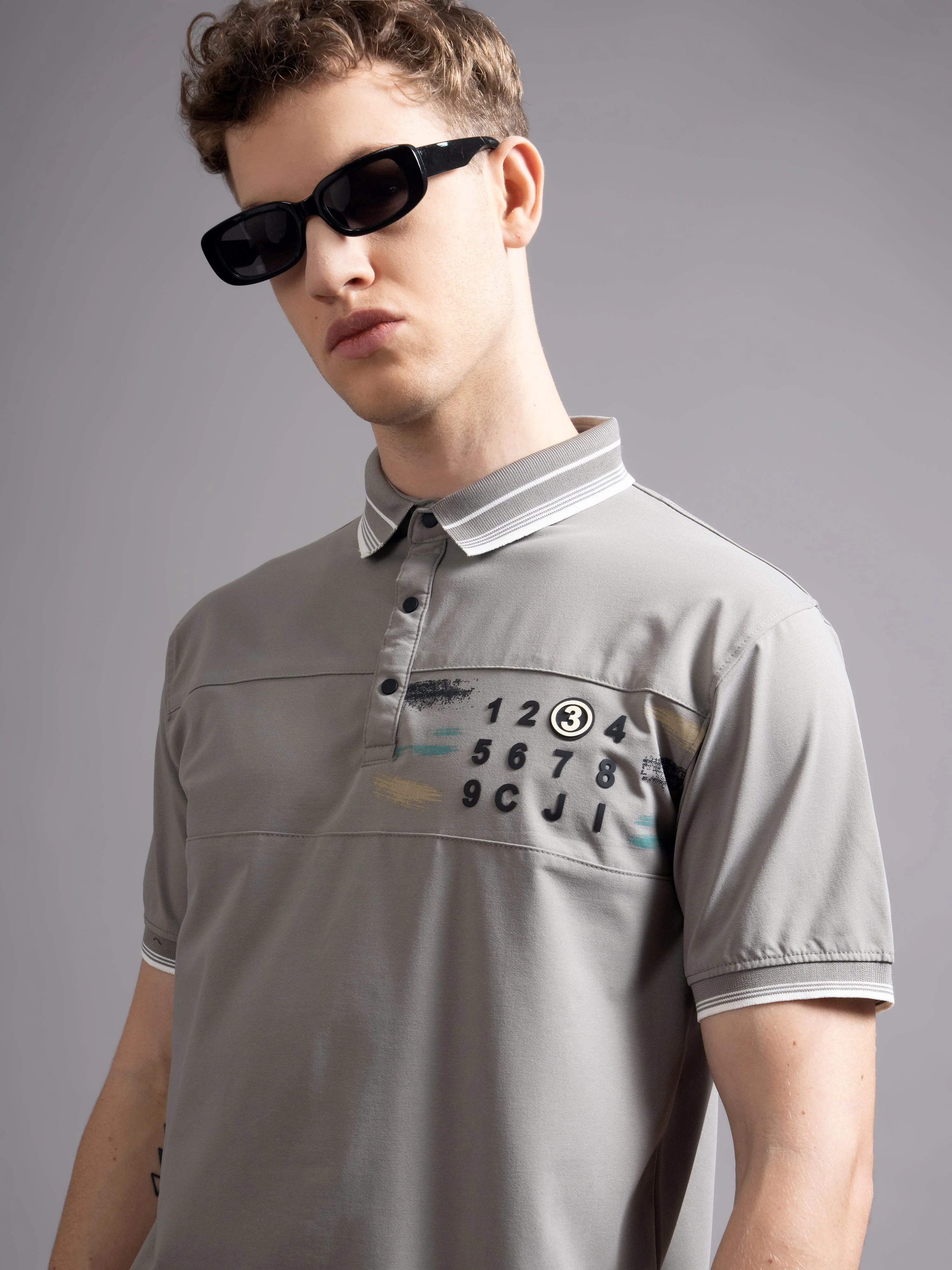 Men Calver Grey Polo T-Shirt - Image 4
