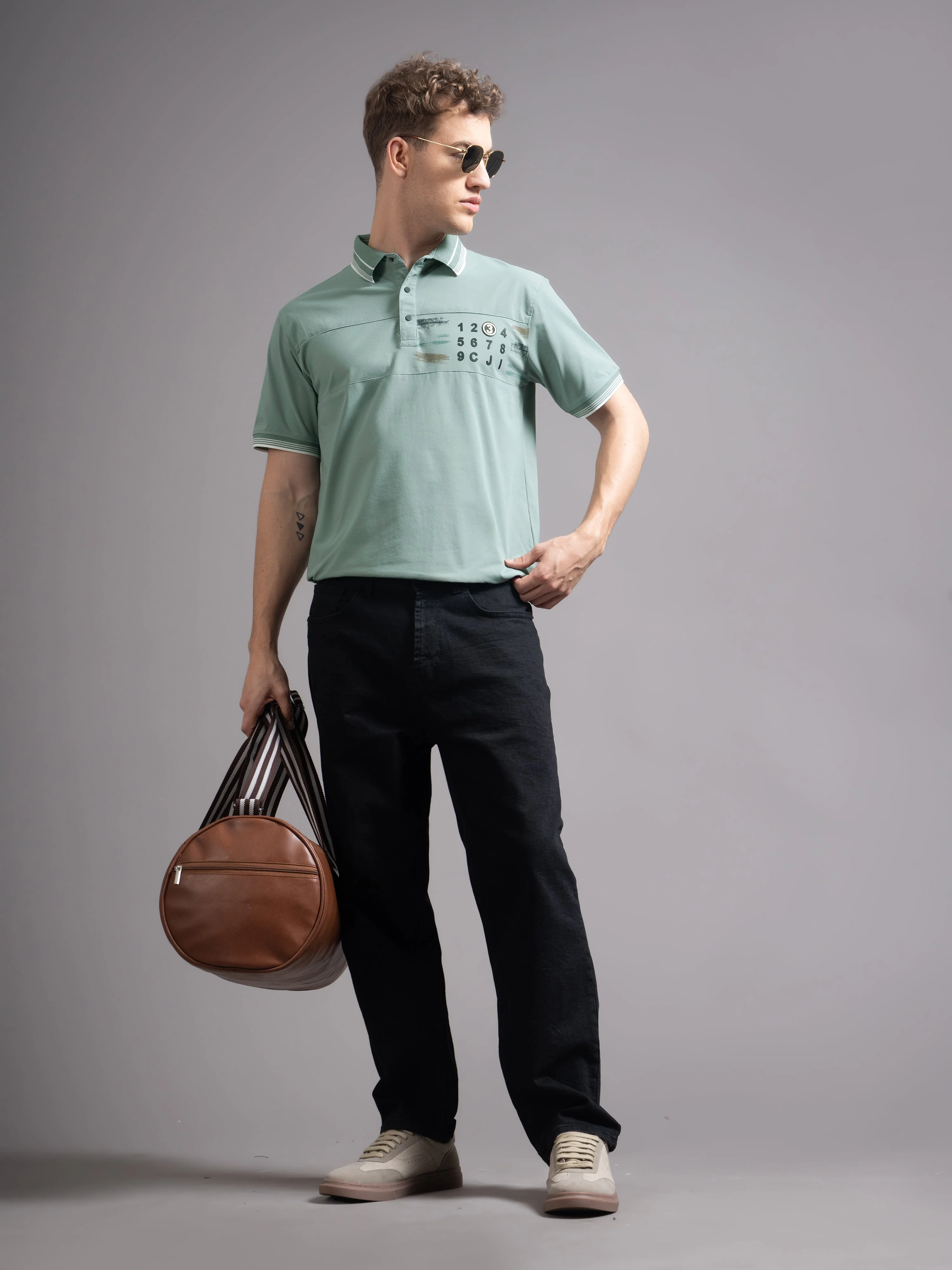 Men Calver Grey Polo T-Shirt - Image 7