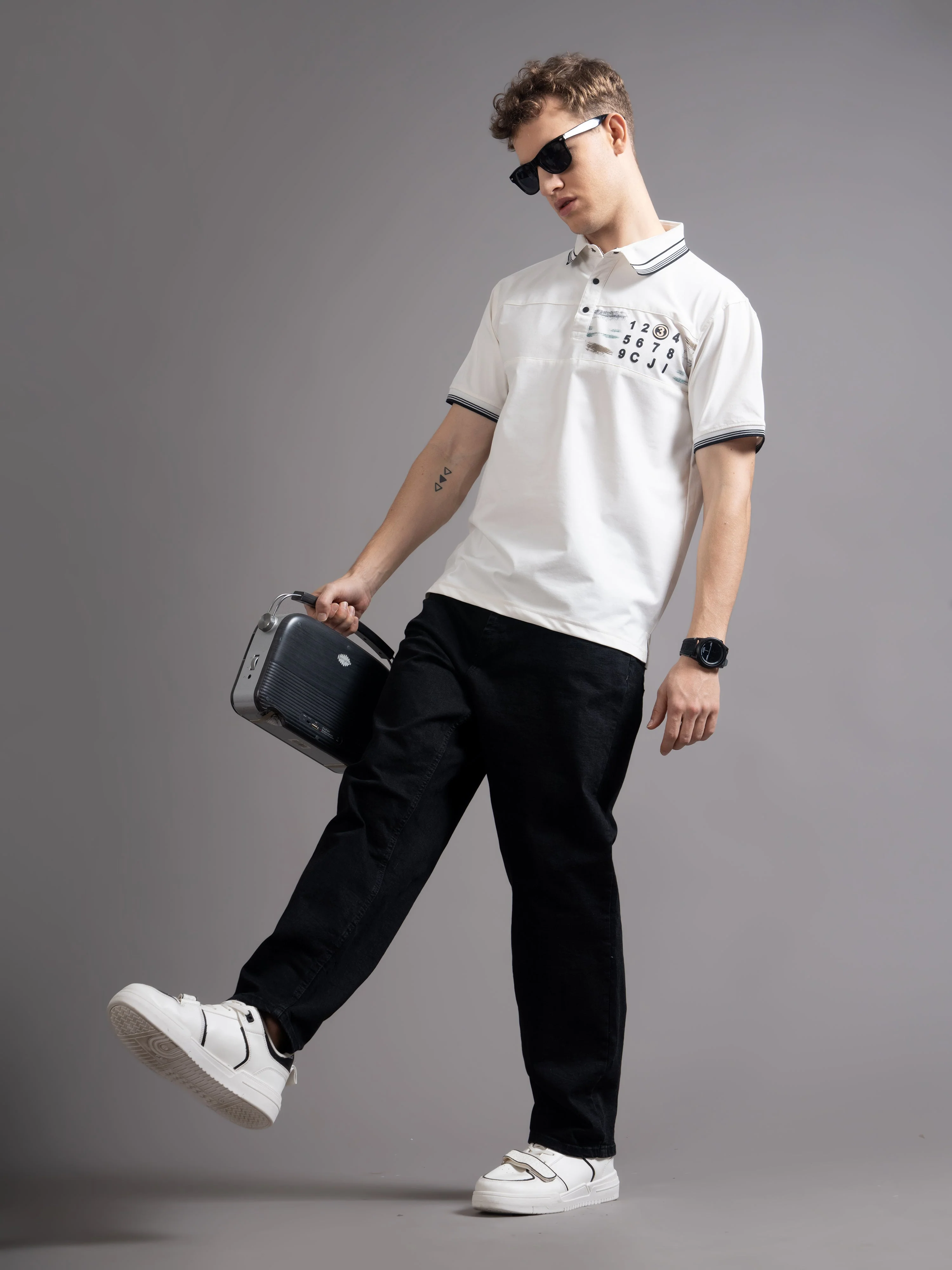 Men Calver White Polo T-Shirt - Image 5