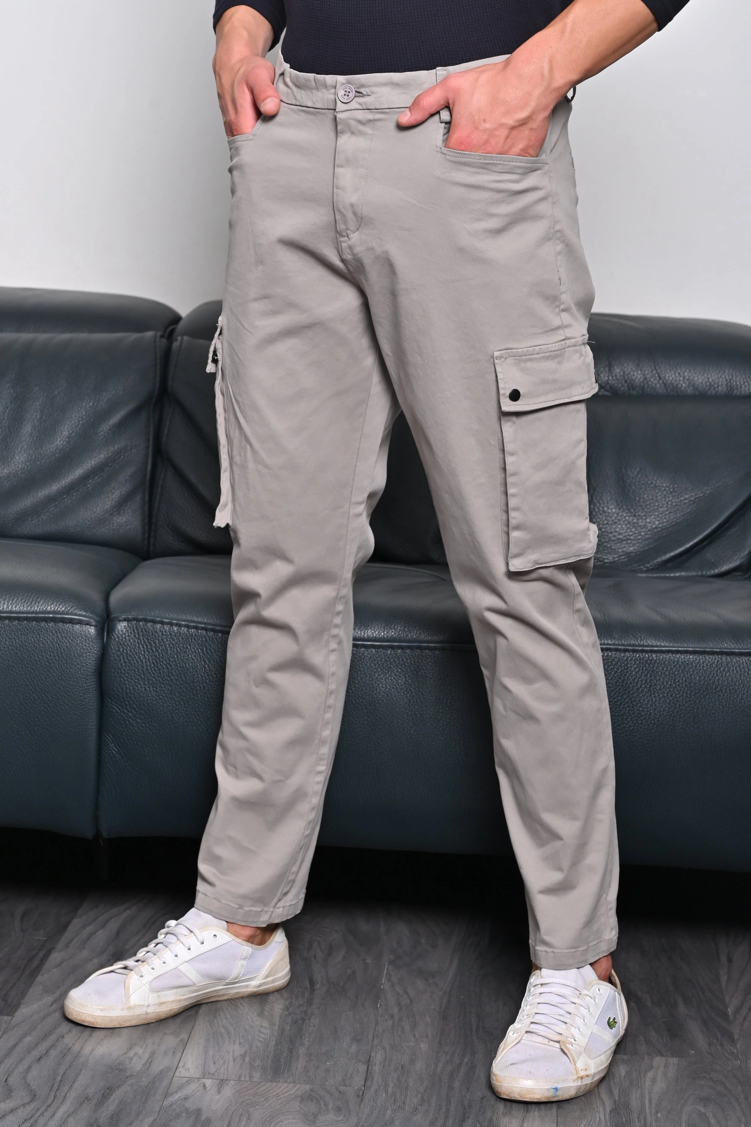 Men Cambio Soft Cargo Trouser Lt Grey - Image 2