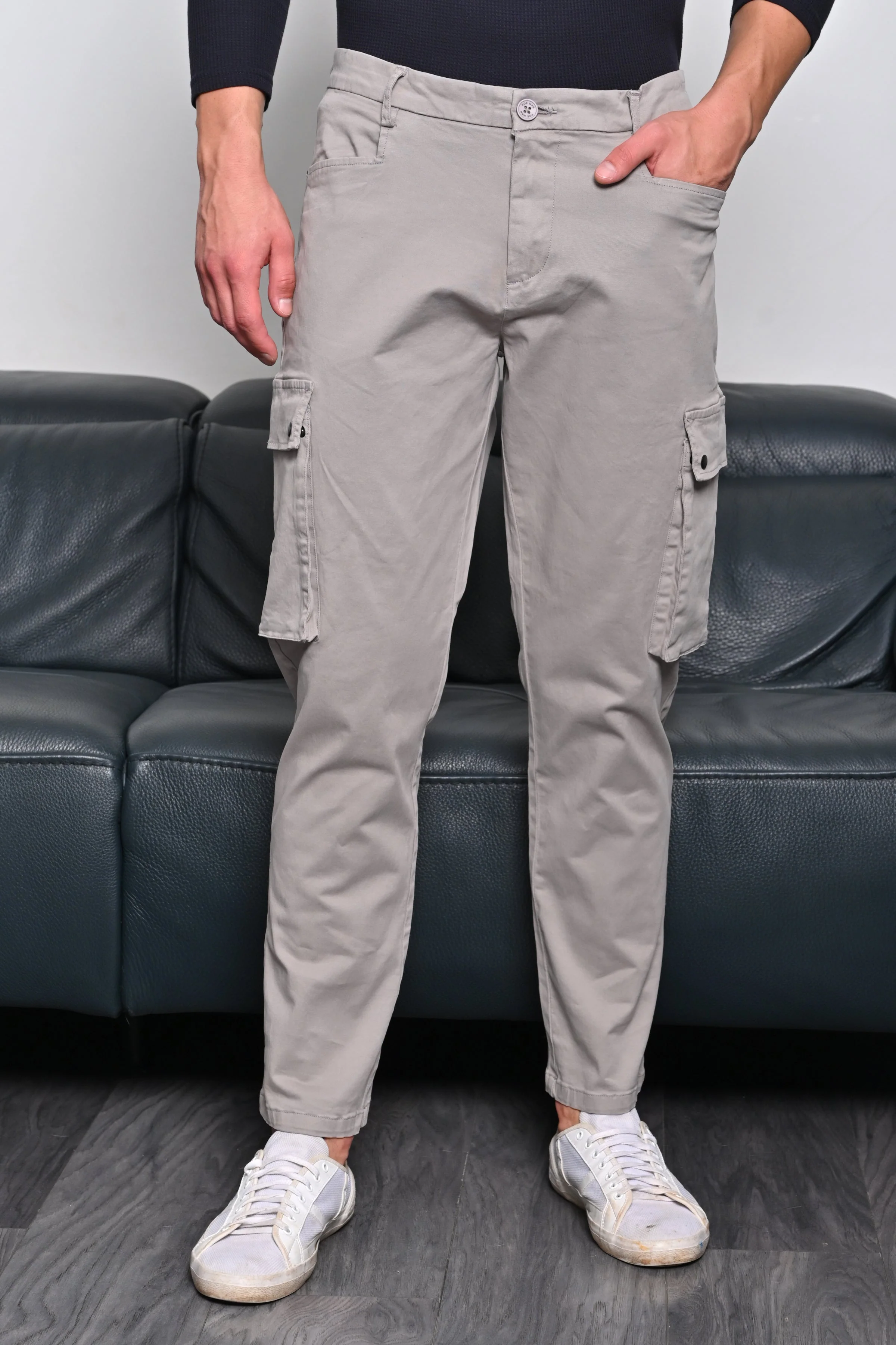 Men Cambio Soft Cargo Trouser Lt Grey - Image 3
