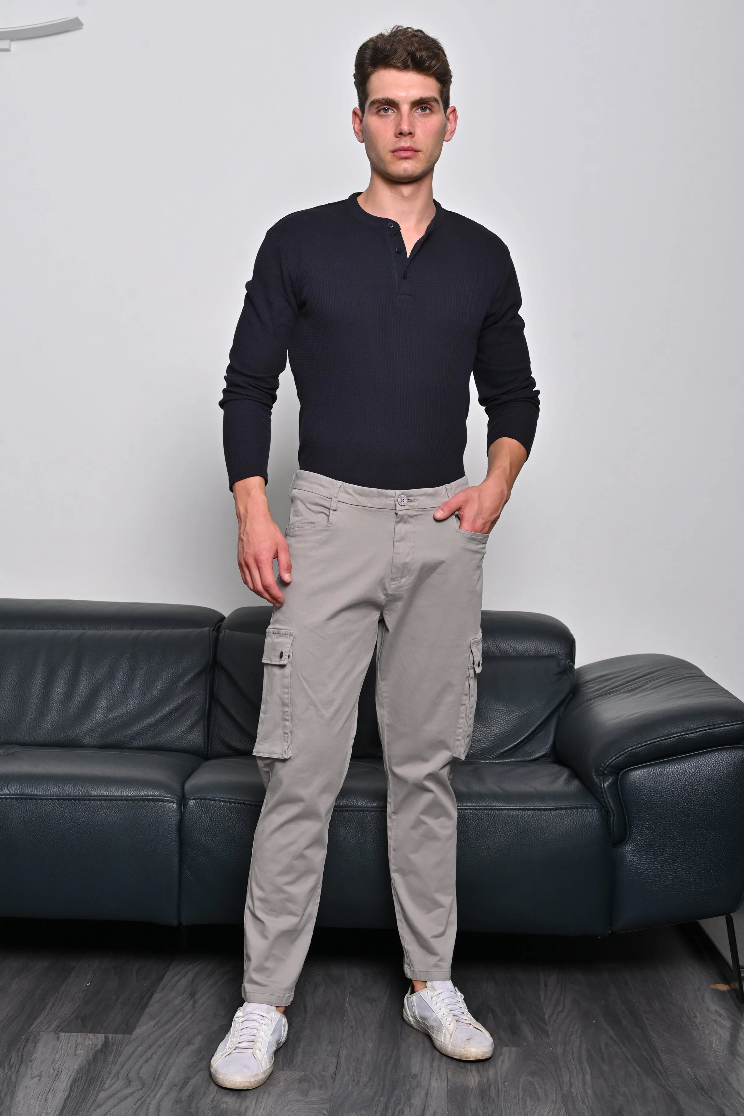 Men Cambio Soft Cargo Trouser Lt Grey - Image 4