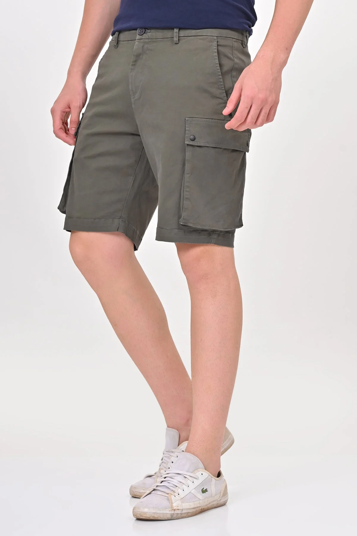 Men Cambridge Stretch Comfort Cargo Shorts Green - Image 2