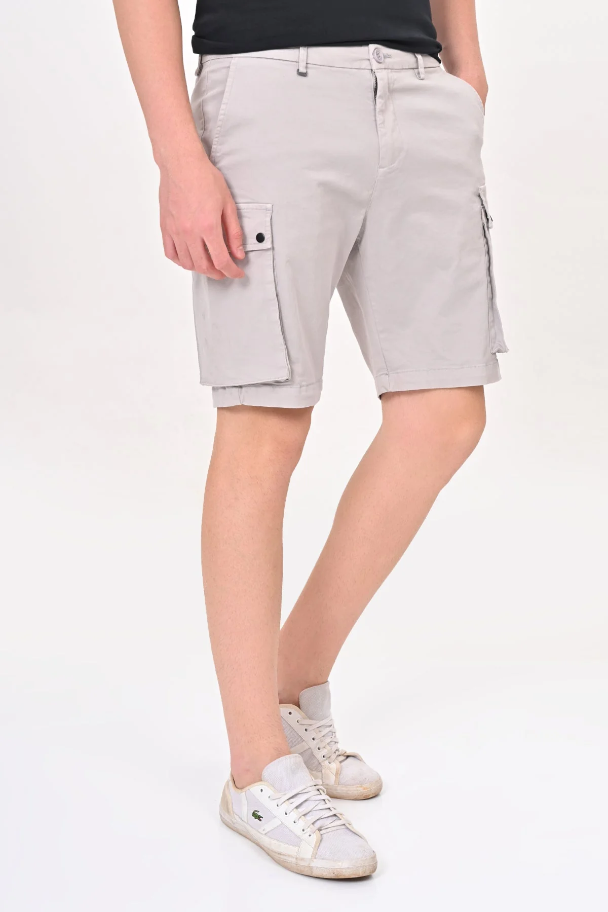Men Cambridge Stretch Comfort Cargo Shorts Lt Grey - Image 2