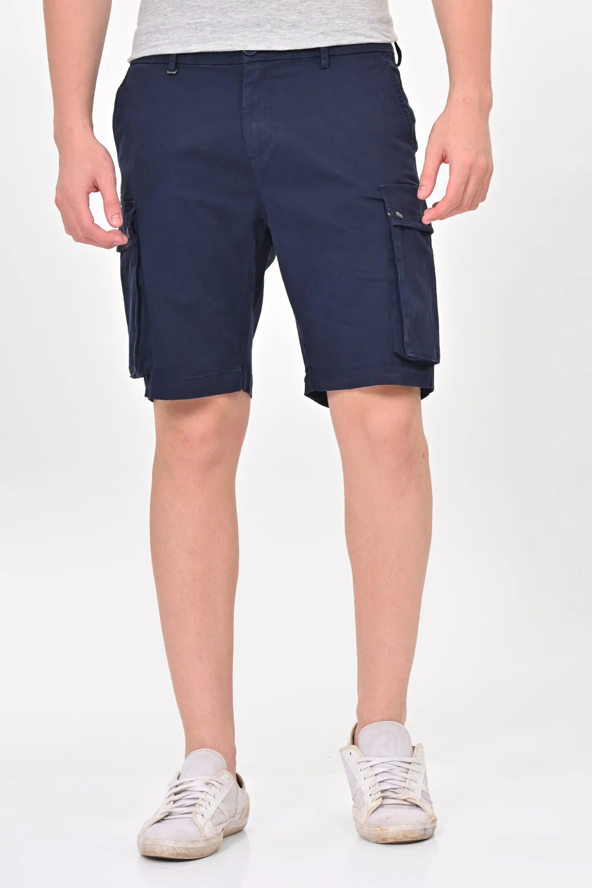 Men Cambridge Stretch Comfort Cargo Shorts Navy - Image 3