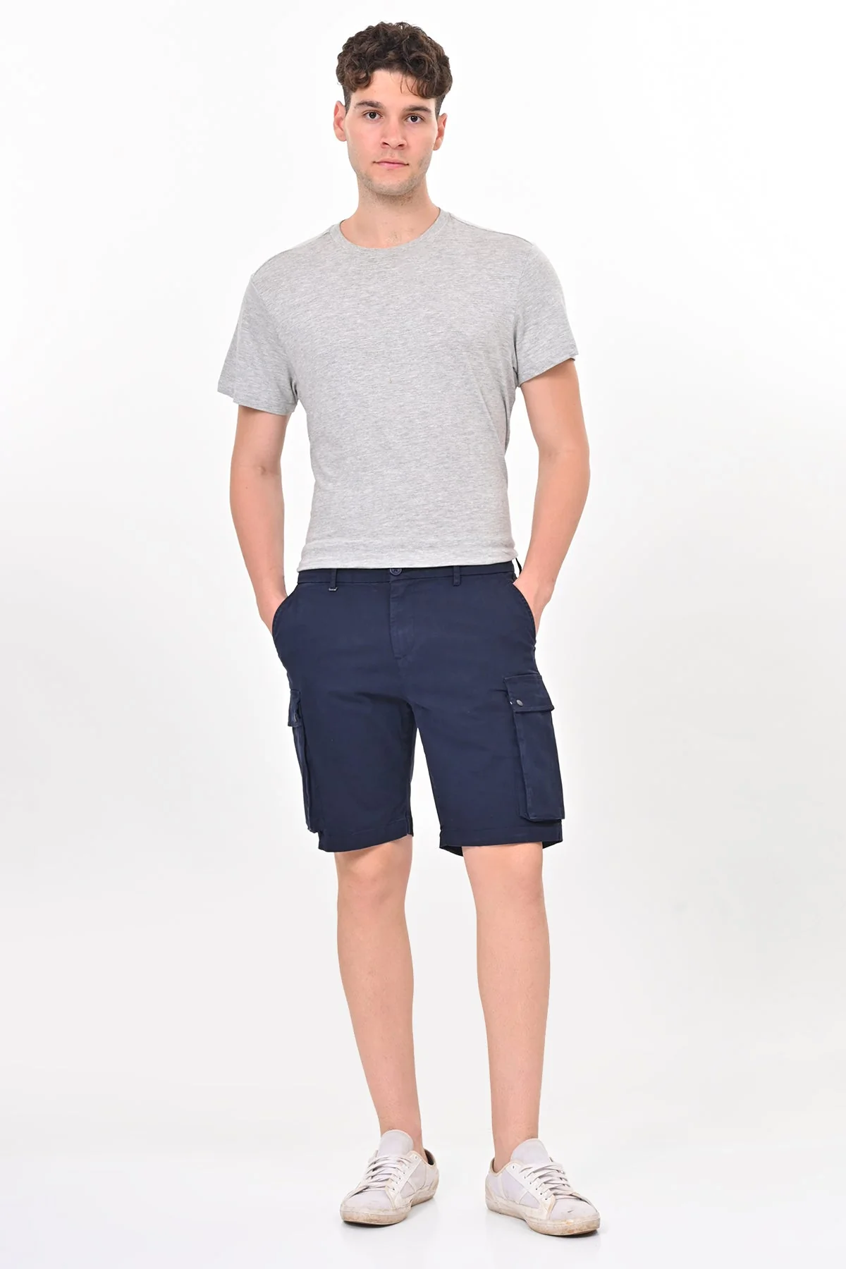 Men Cambridge Stretch Comfort Cargo Shorts Navy - Image 4