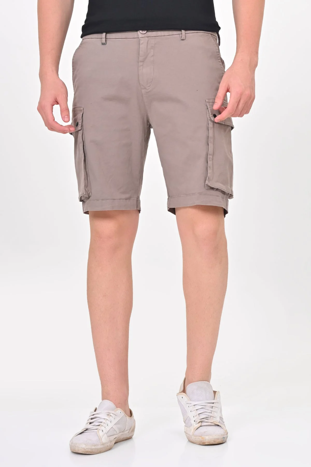 Men Cambridge Stretch Comfort Cargo Shorts Taupe - Image 3