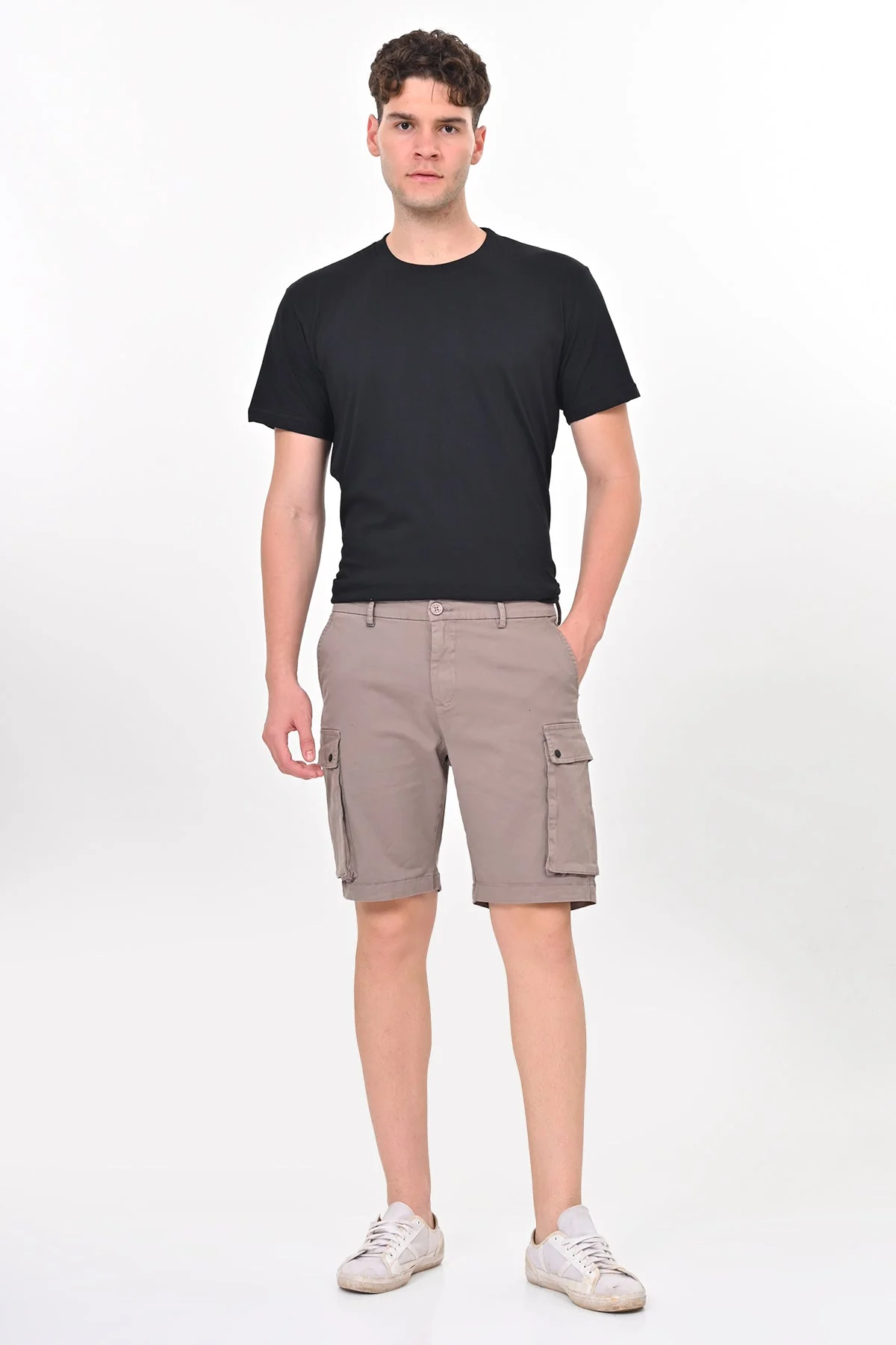 Men Cambridge Stretch Comfort Cargo Shorts Taupe - Image 4