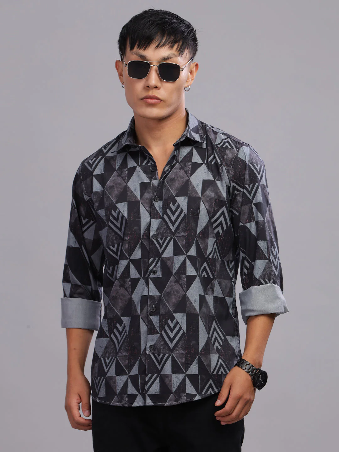 Men Canby Black Print Shirt - Image 4