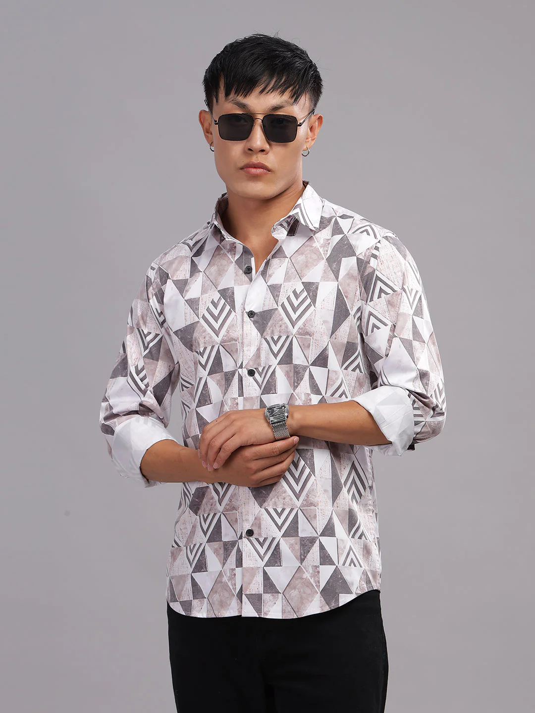Men Canby White Print Shirt - Image 5