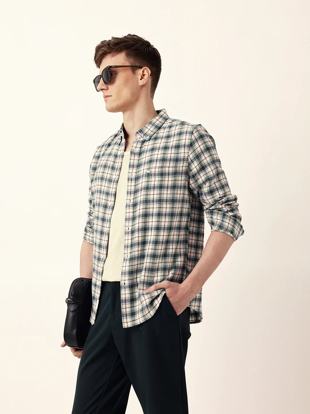 Men Casual Checked Shirt - Image 3