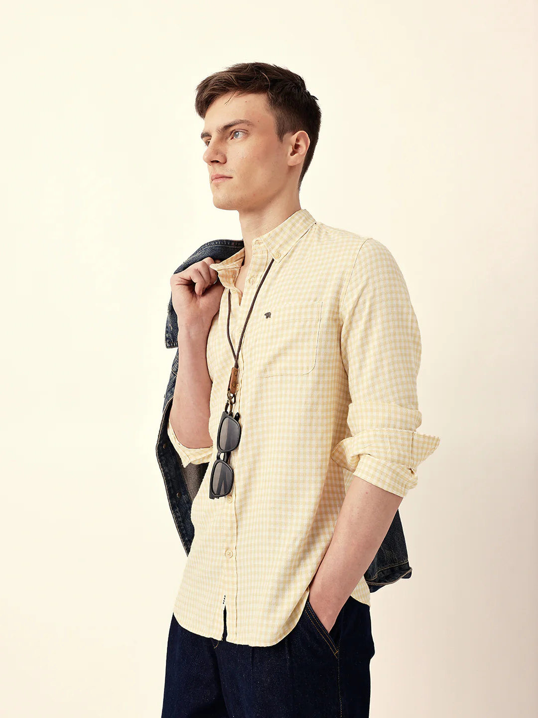 Men Casual Gingham Check Shirt - Image 2