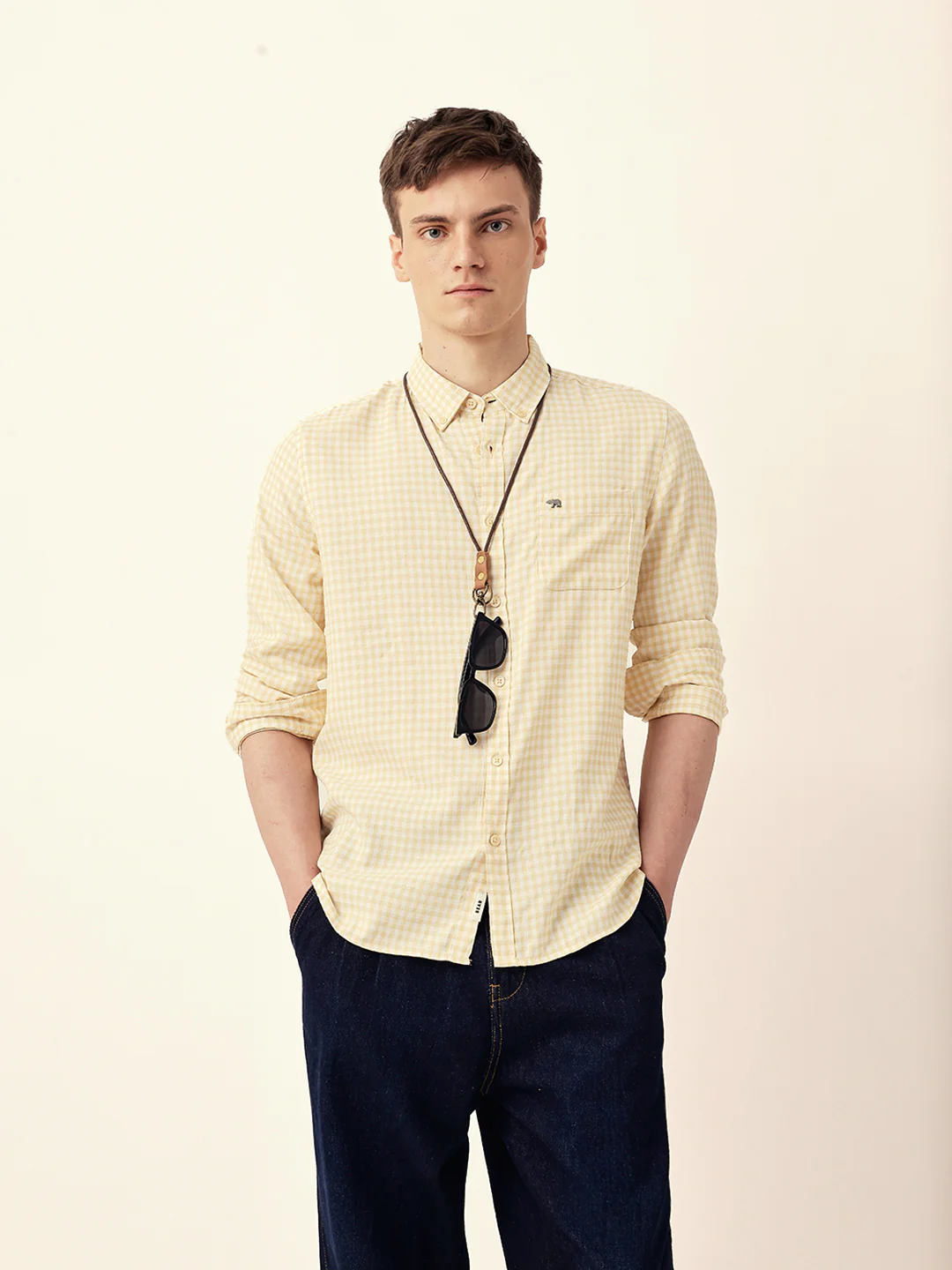 Men Casual Gingham Check Shirt - Image 4