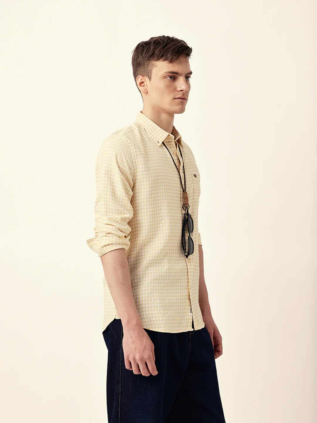 Men Casual Gingham Check Shirt - Image 6