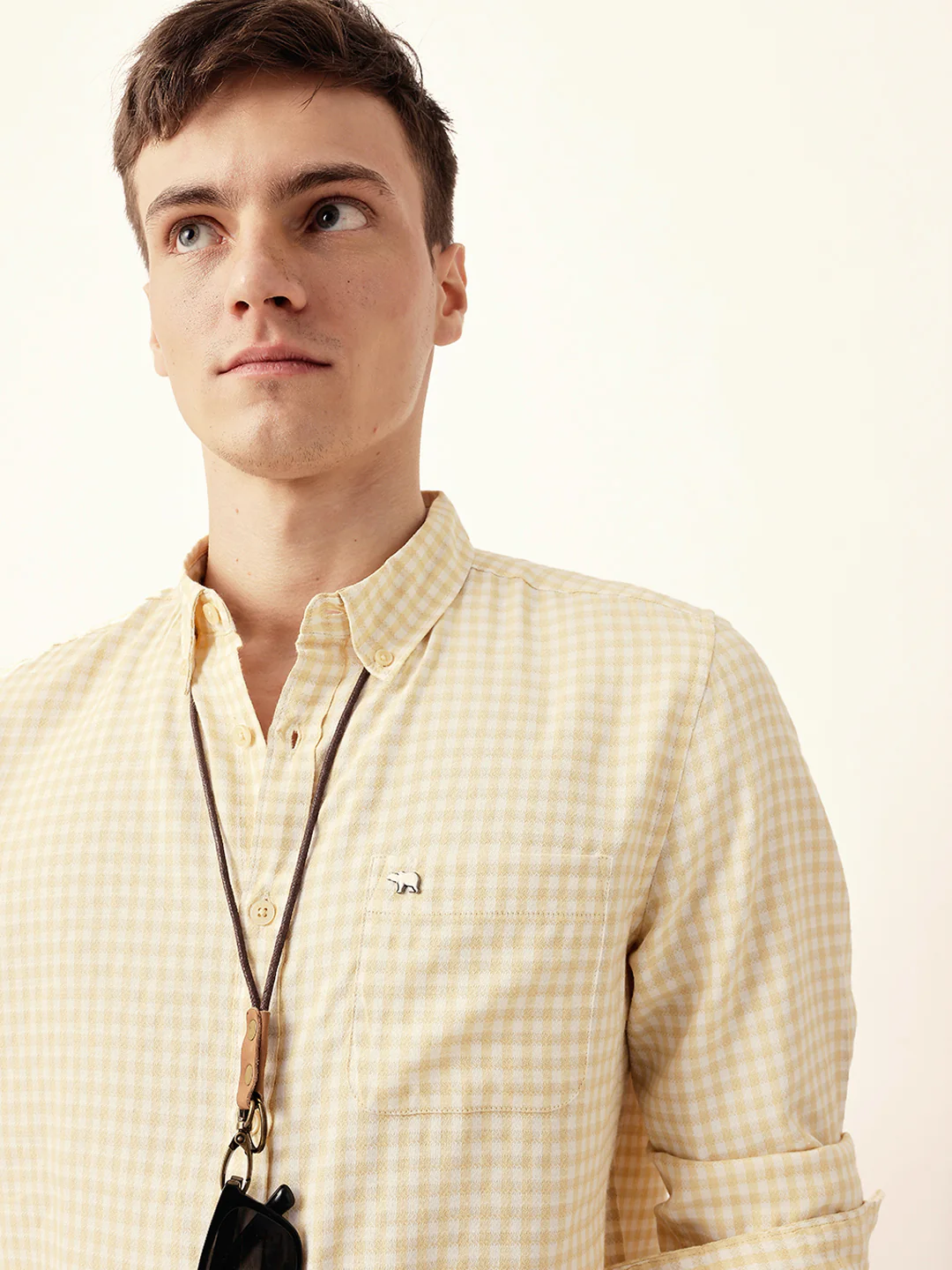 Men Casual Gingham Check Shirt - Image 7