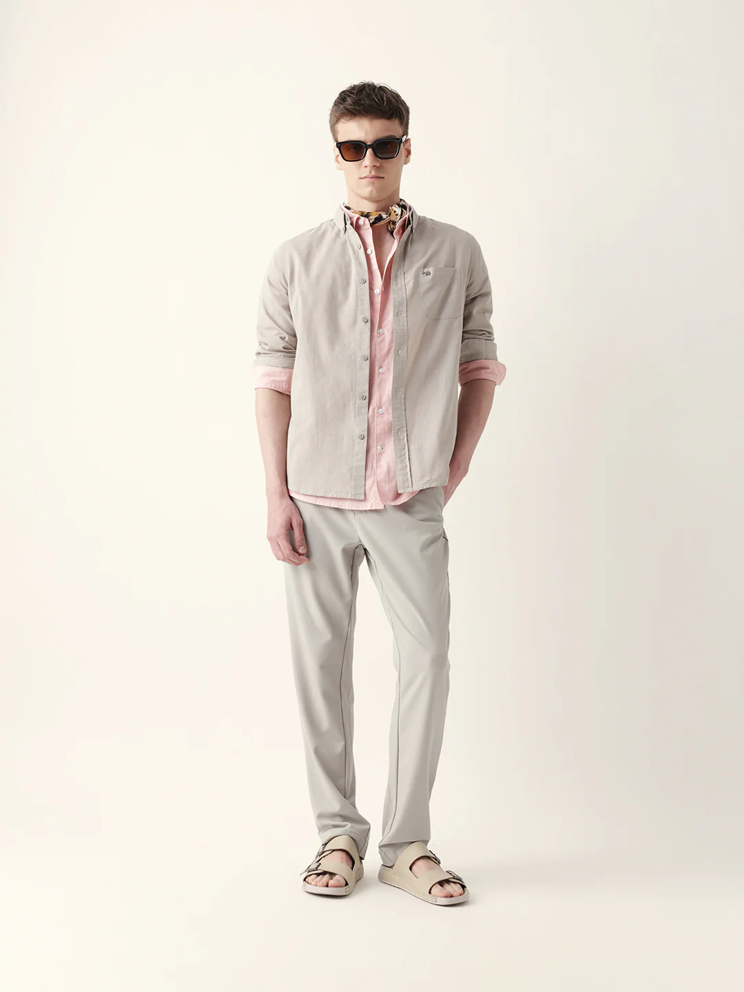 Men Casual Grey Textured Shirt - Image 2