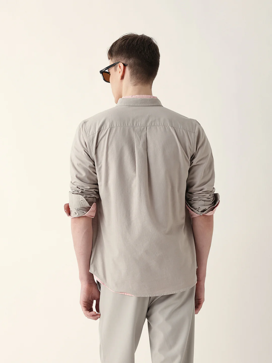 Men Casual Grey Textured Shirt - Image 7