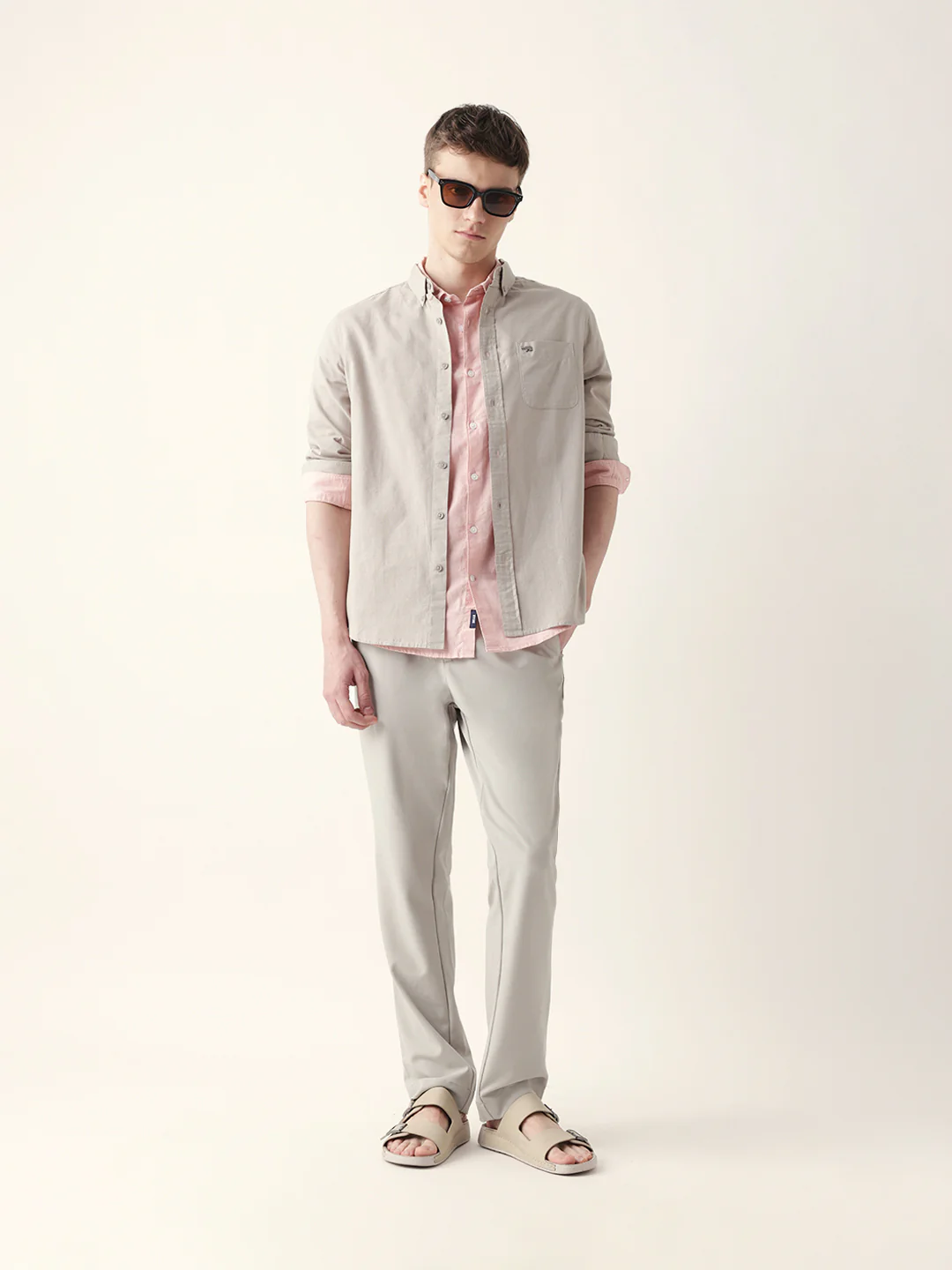 Men Casual Grey Textured Shirt - Image 8