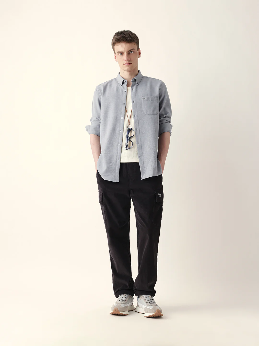 Men Casual Grey Textured Shirt - Image 8