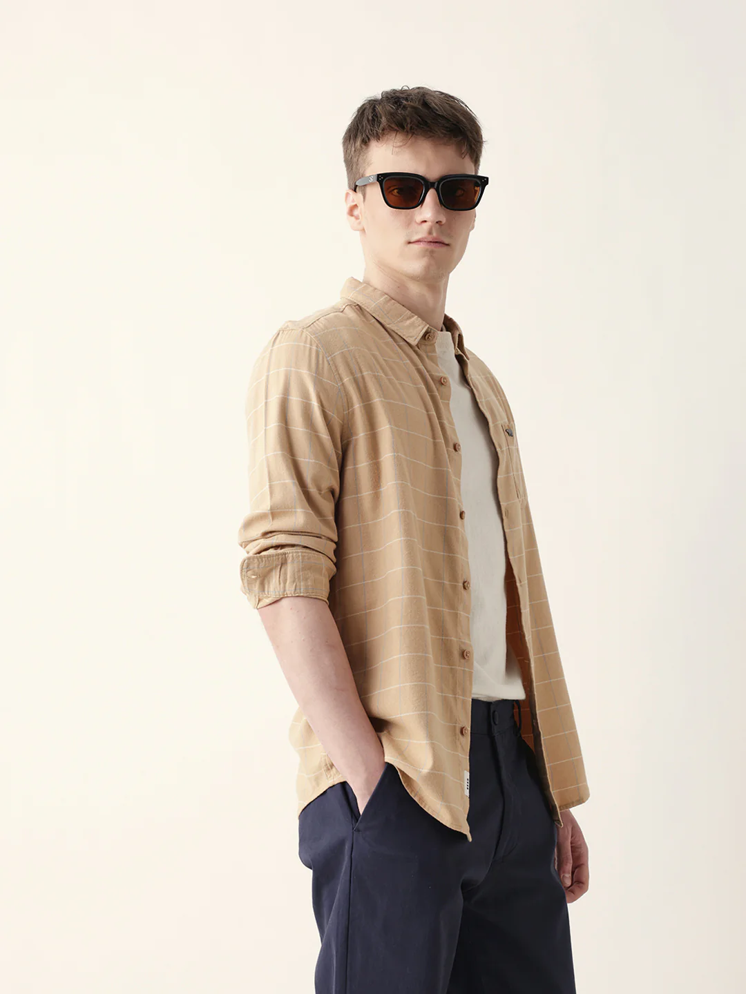 Men Casual Plaid Button-Down Shirt - Image 5