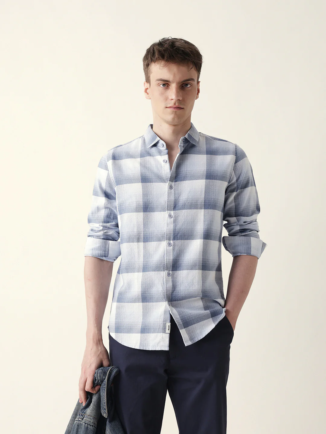 Men Casual Plaid Button-Down Shirt - Image 2