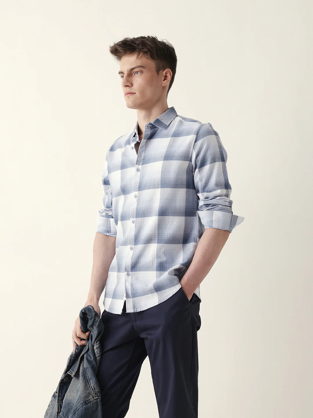 Men Casual Plaid Button-Down Shirt - Image 3