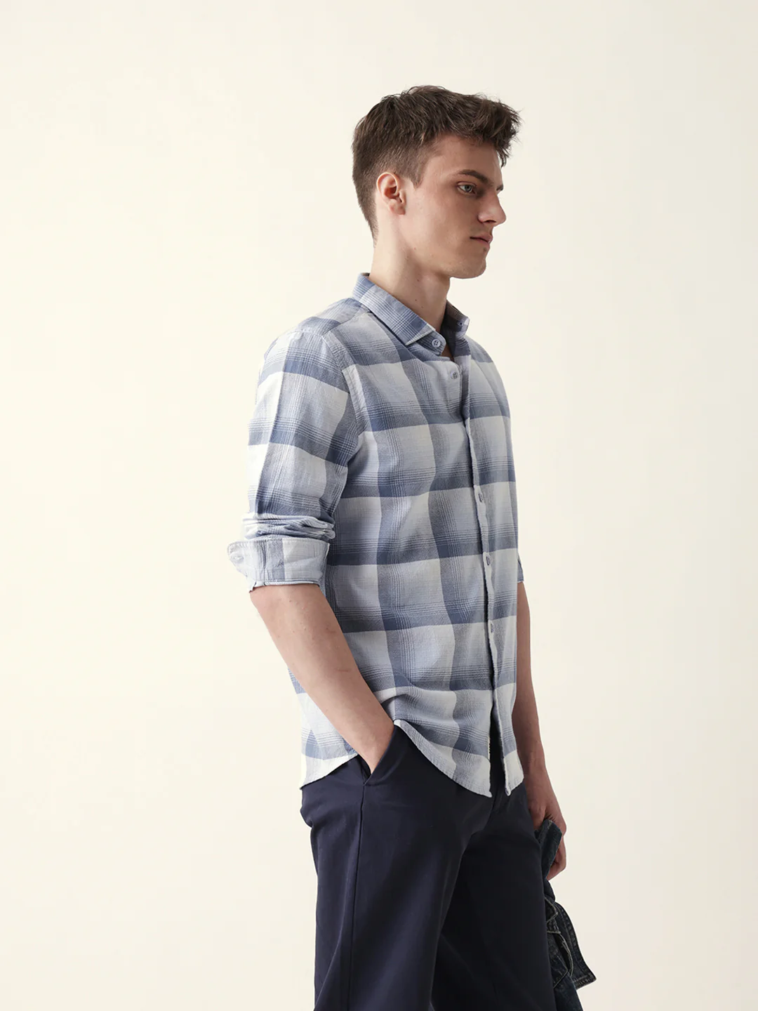 Men Casual Plaid Button-Down Shirt - Image 4