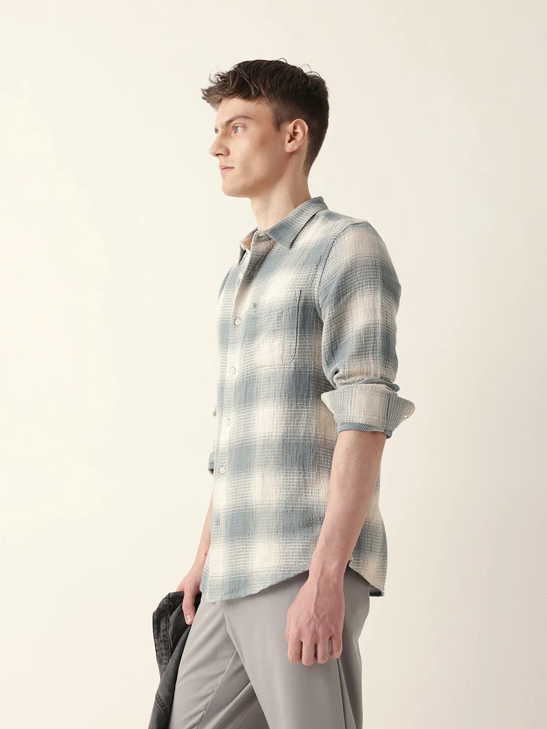 Men Casual Plaid Flannel Shirt - Image 4