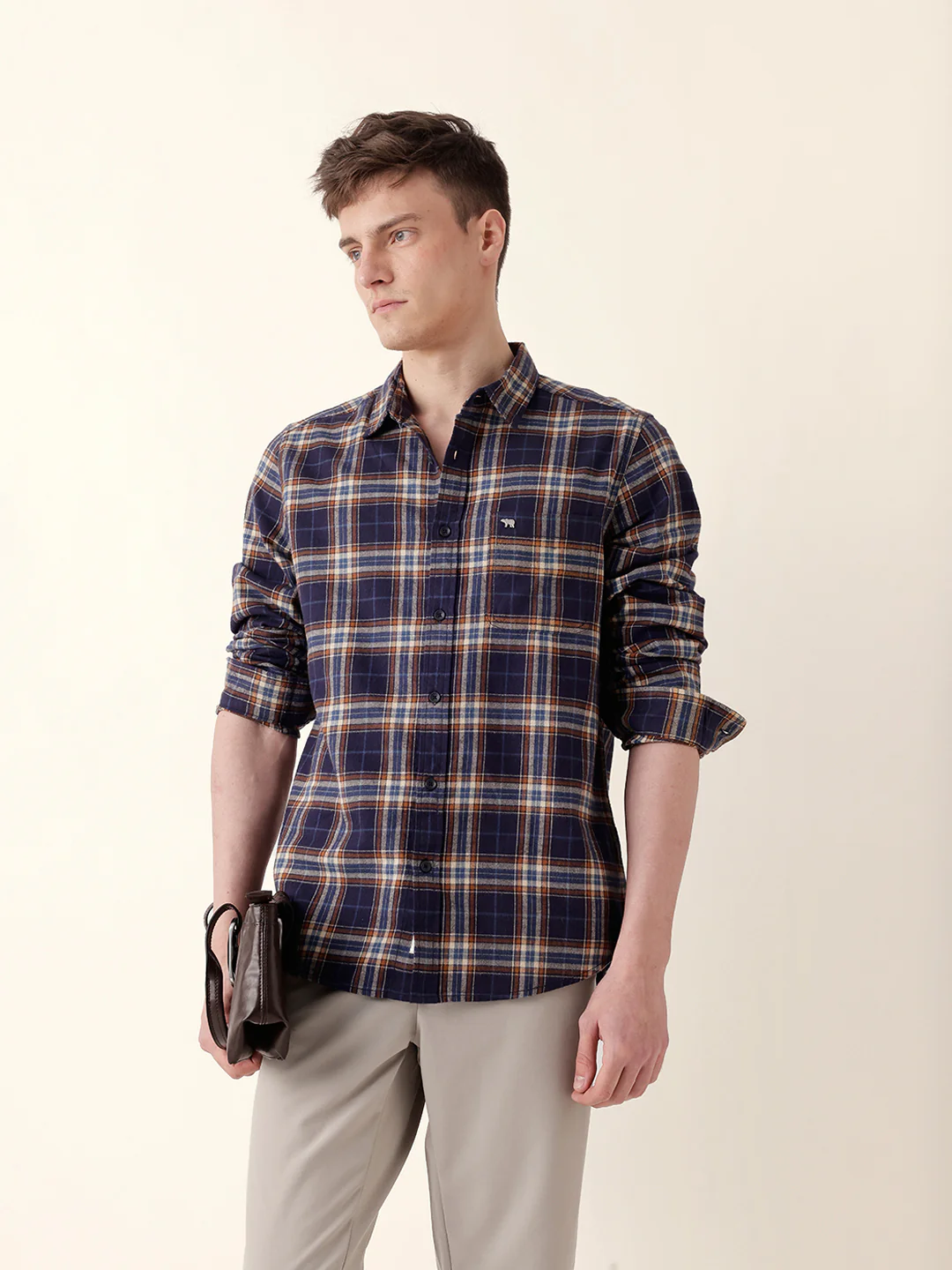 Men Casual Plaid Shirt - Image 3