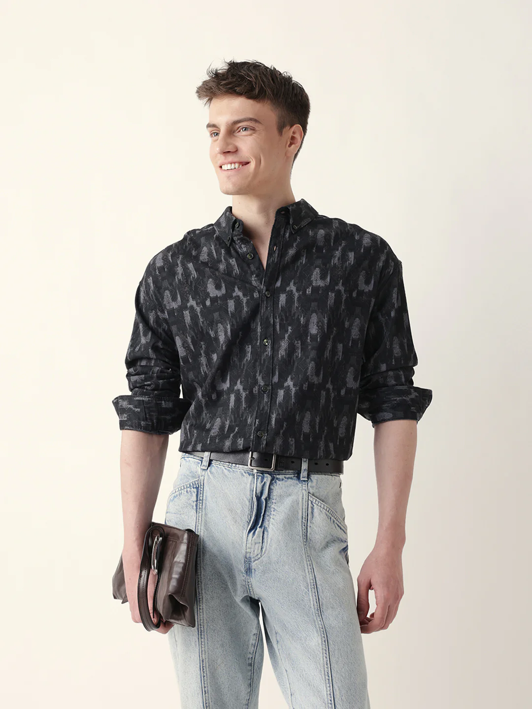 Men Casual Printed Button-Down Shirt - Image 3