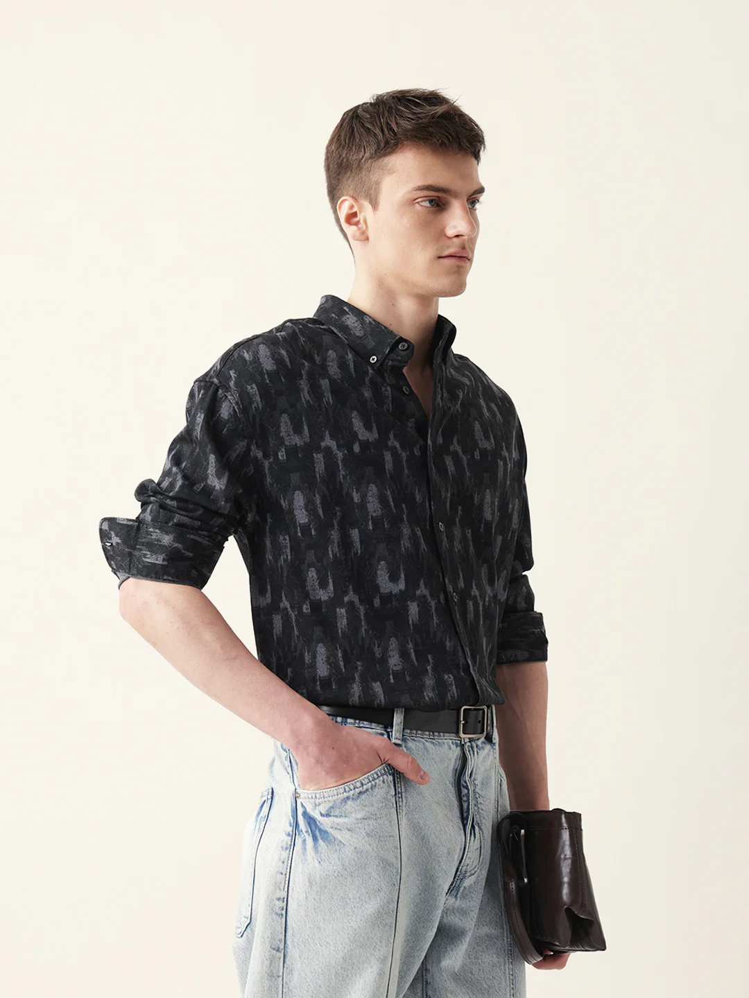 Men Casual Printed Button-Down Shirt - Image 5
