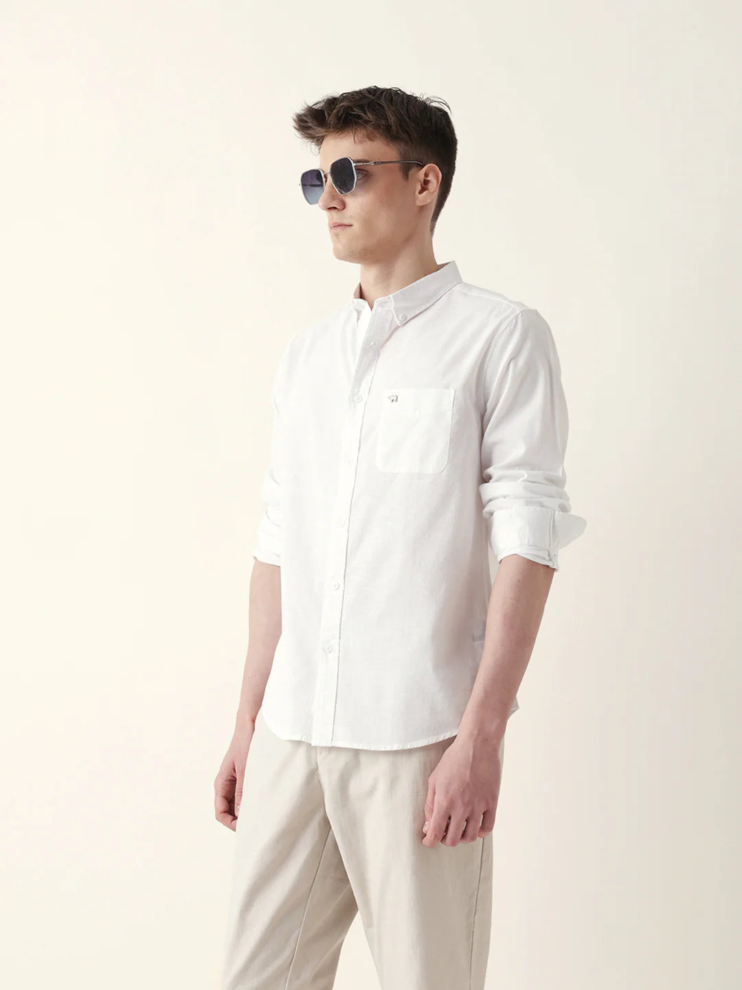 Men Casual Solid Button-Down Shirt - Image 4