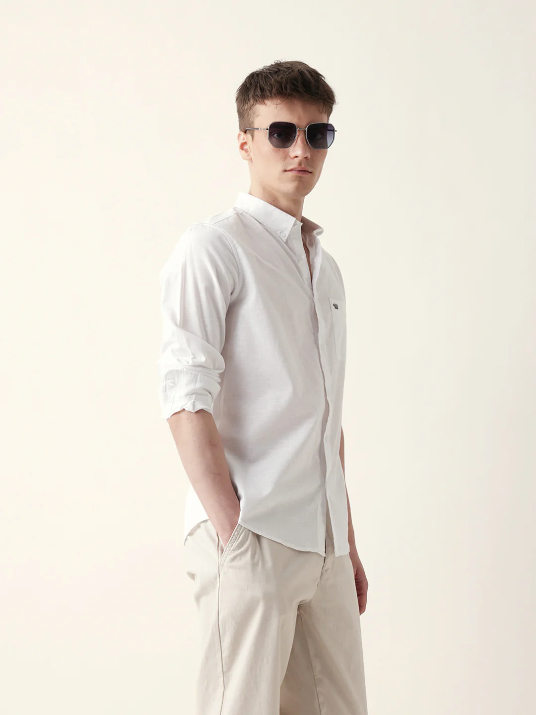 Men Casual Solid Button-Down Shirt - Image 5