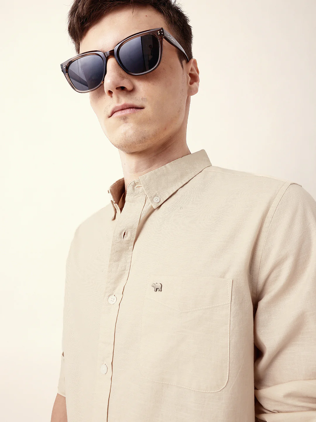 Men Casual Solid Button-Down Shirt - Image 5