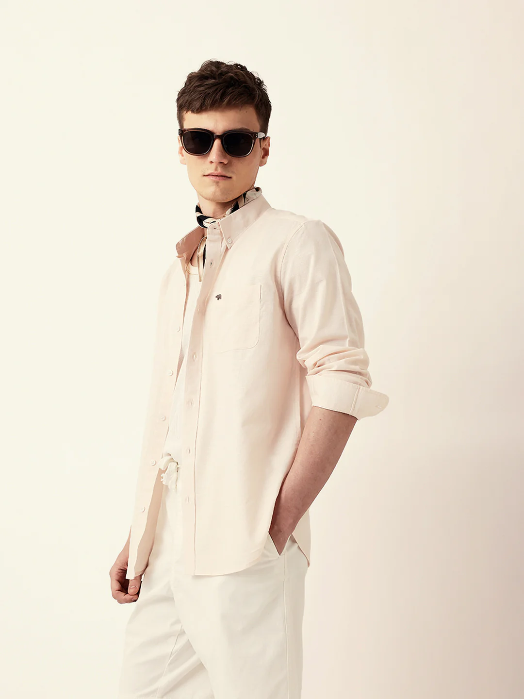 Men Casual Solid Button-Down Shirt - Image 5