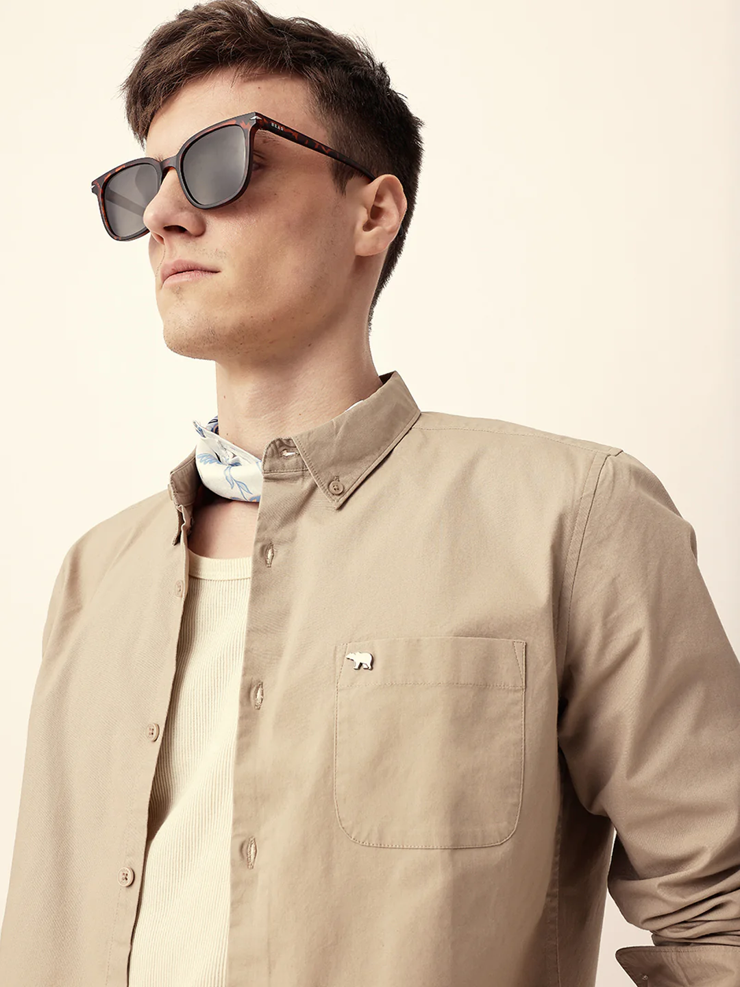 Men Casual Solid Oxford Shirt - Image 2