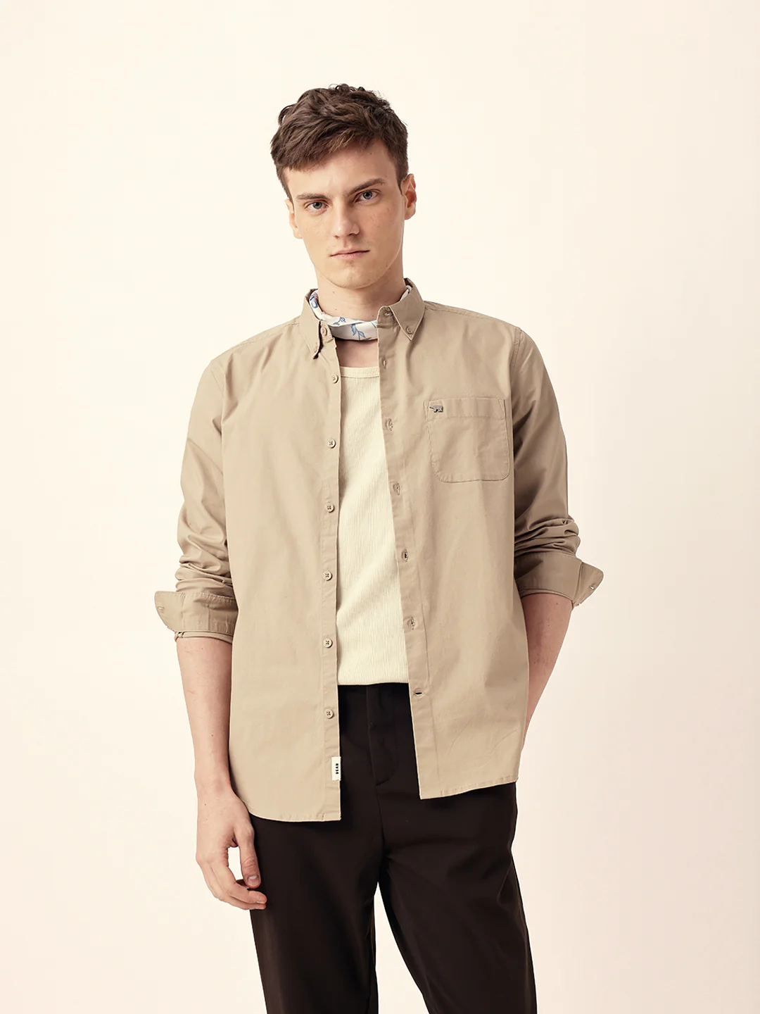 Men Casual Solid Oxford Shirt - Image 5