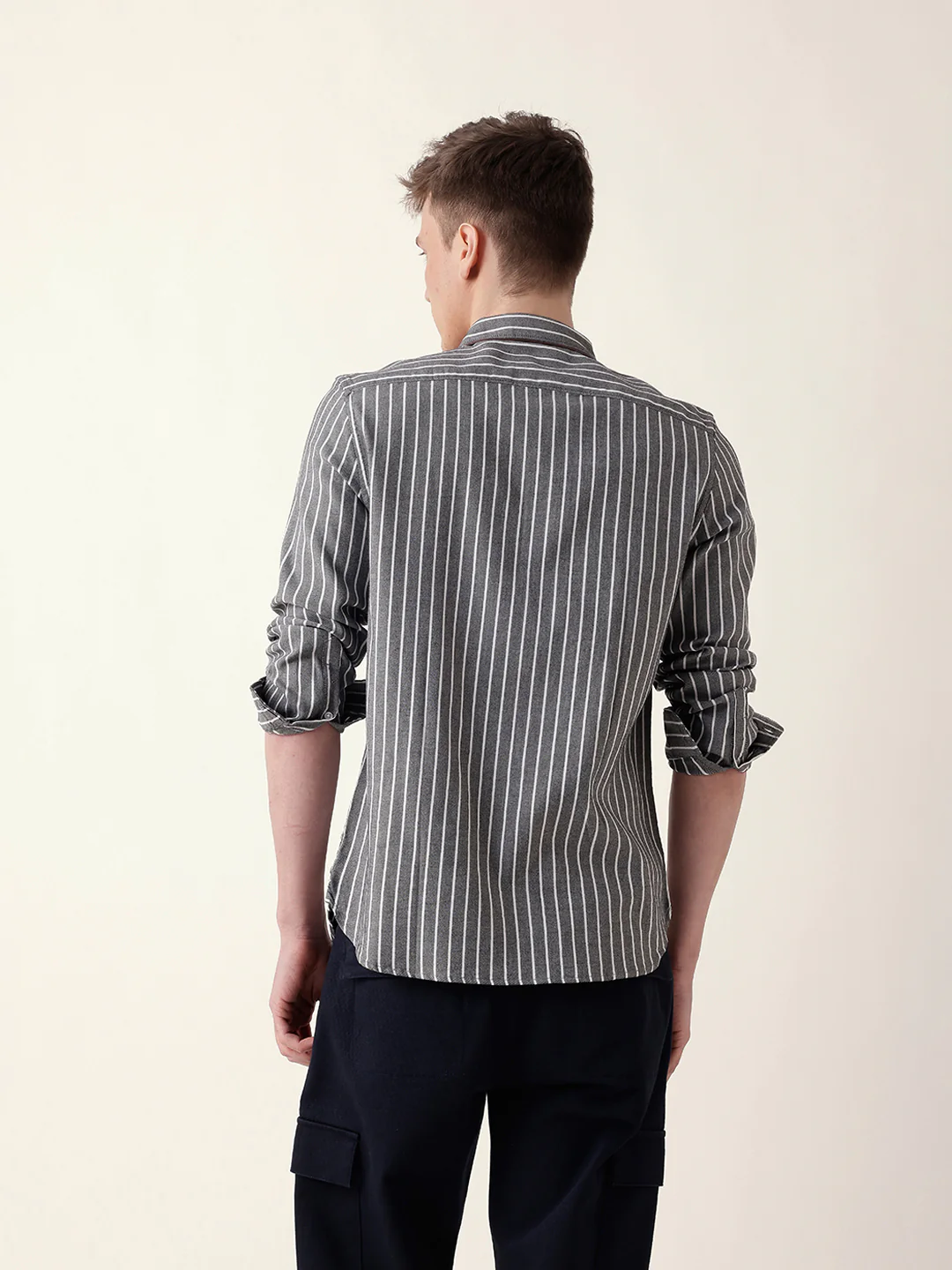 Men Casual Striped Button-Down Shirt - Image 6