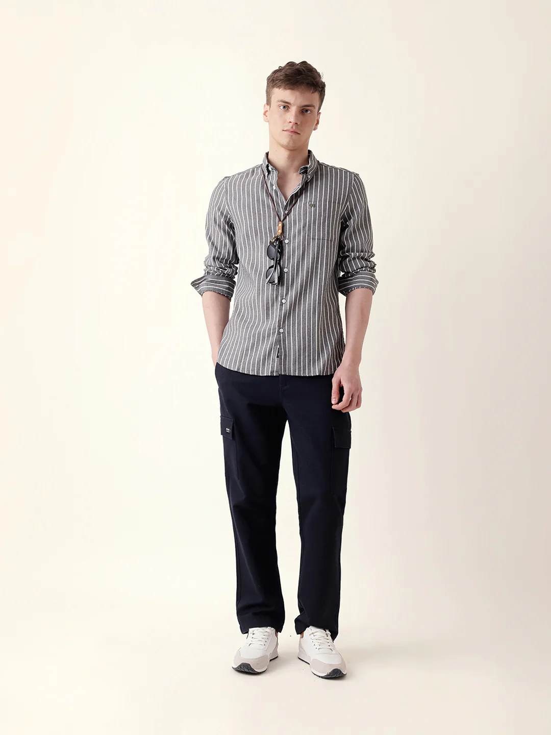 Men Casual Striped Button-Down Shirt - Image 7