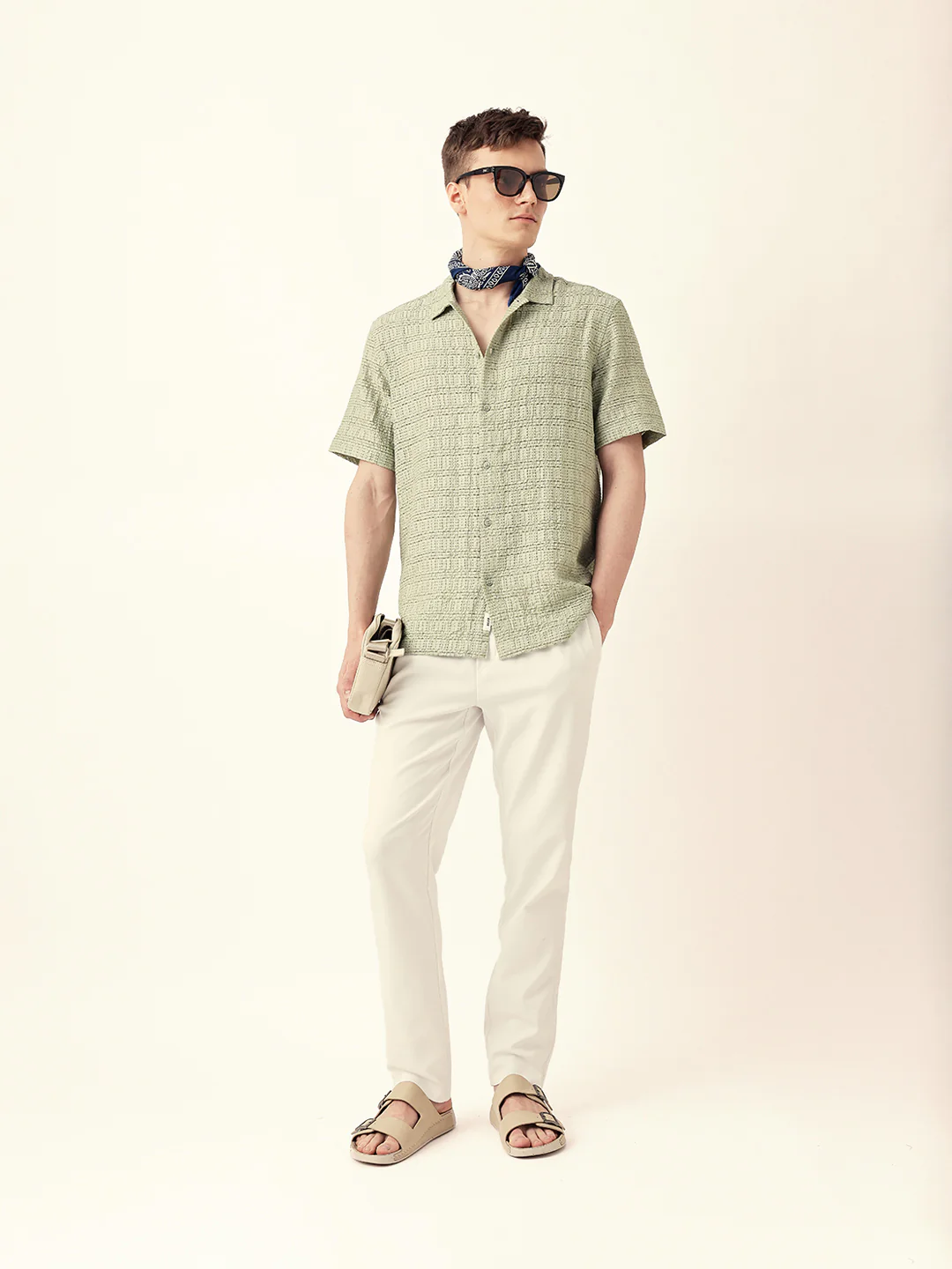 Men Casual Textured Stripe Shirt - Image 2