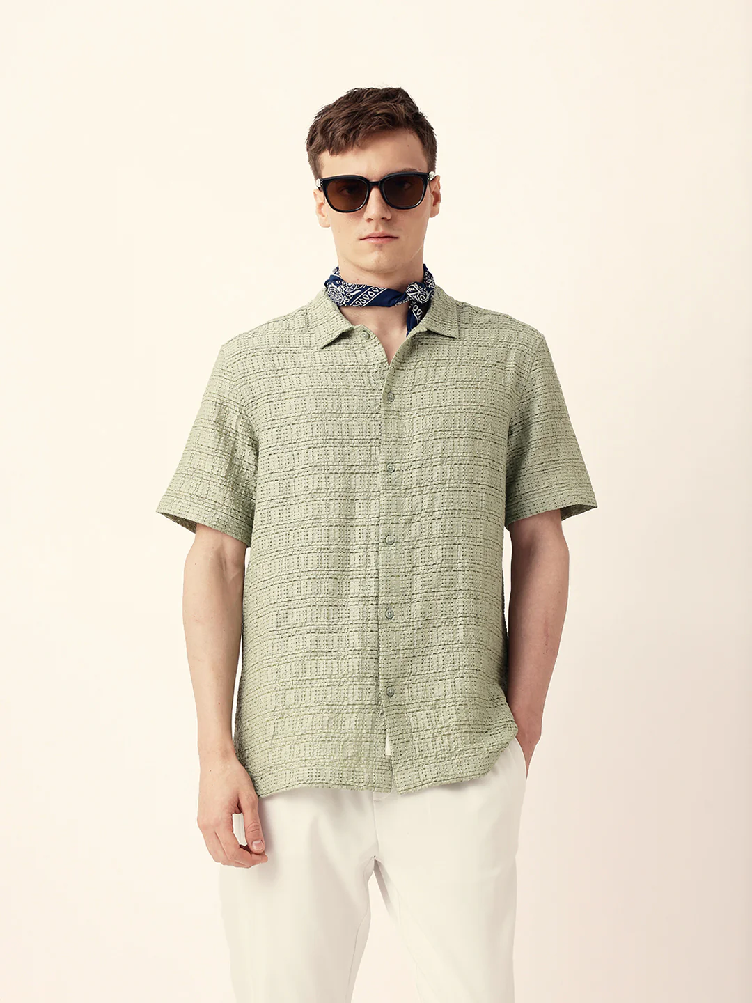 Men Casual Textured Stripe Shirt - Image 3