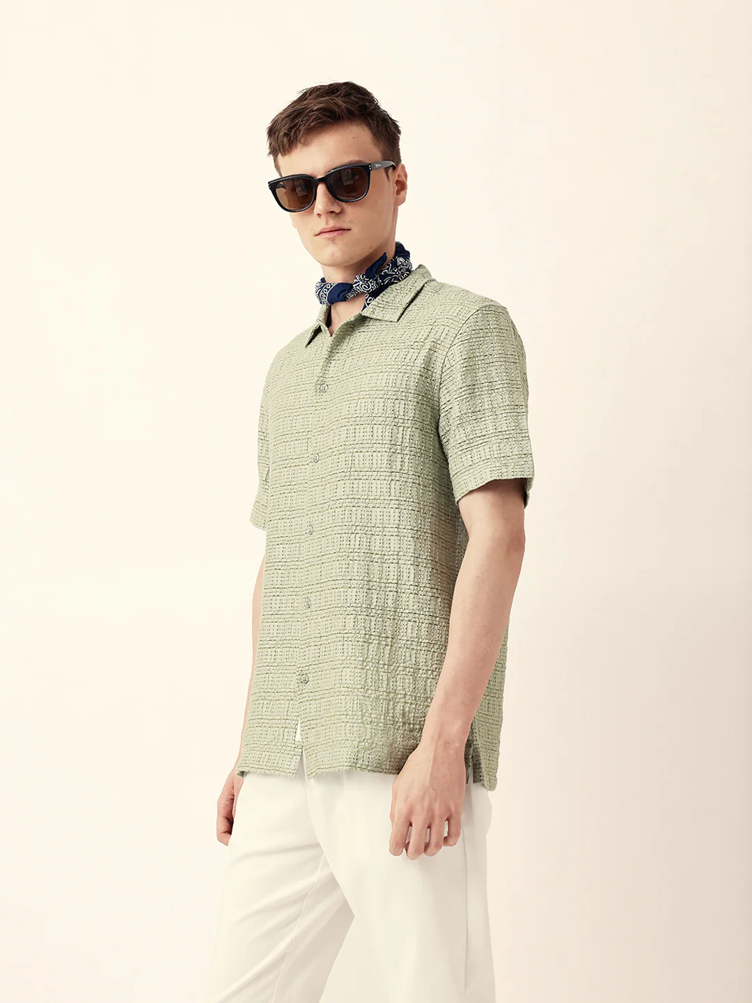 Men Casual Textured Stripe Shirt - Image 4