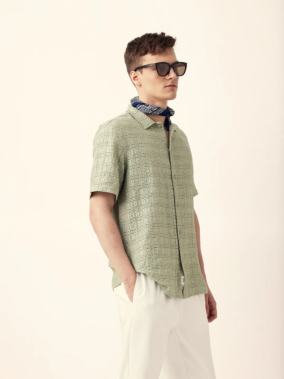 Men Casual Textured Stripe Shirt - Image 5