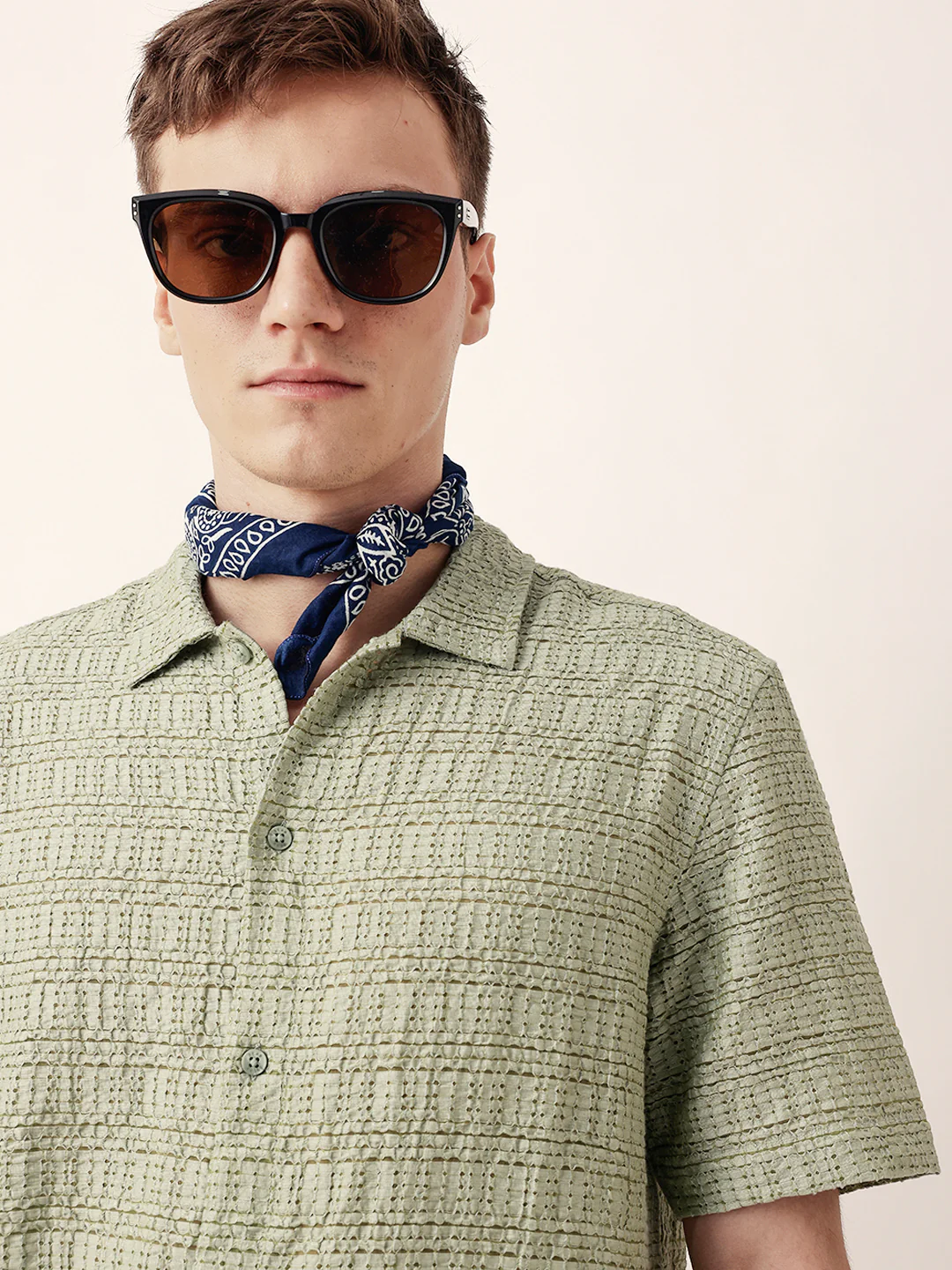 Men Casual Textured Stripe Shirt - Image 6