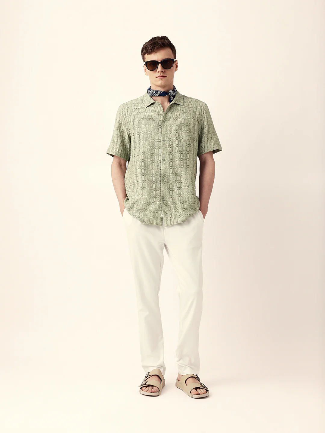 Men Casual Textured Stripe Shirt - Image 8
