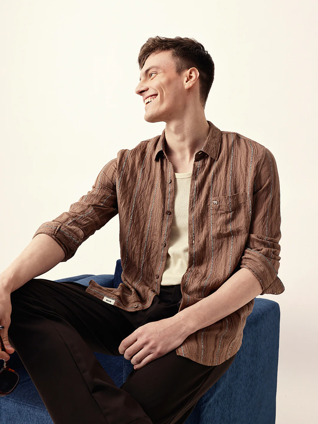 Men Casual Textured Stripe Shirt