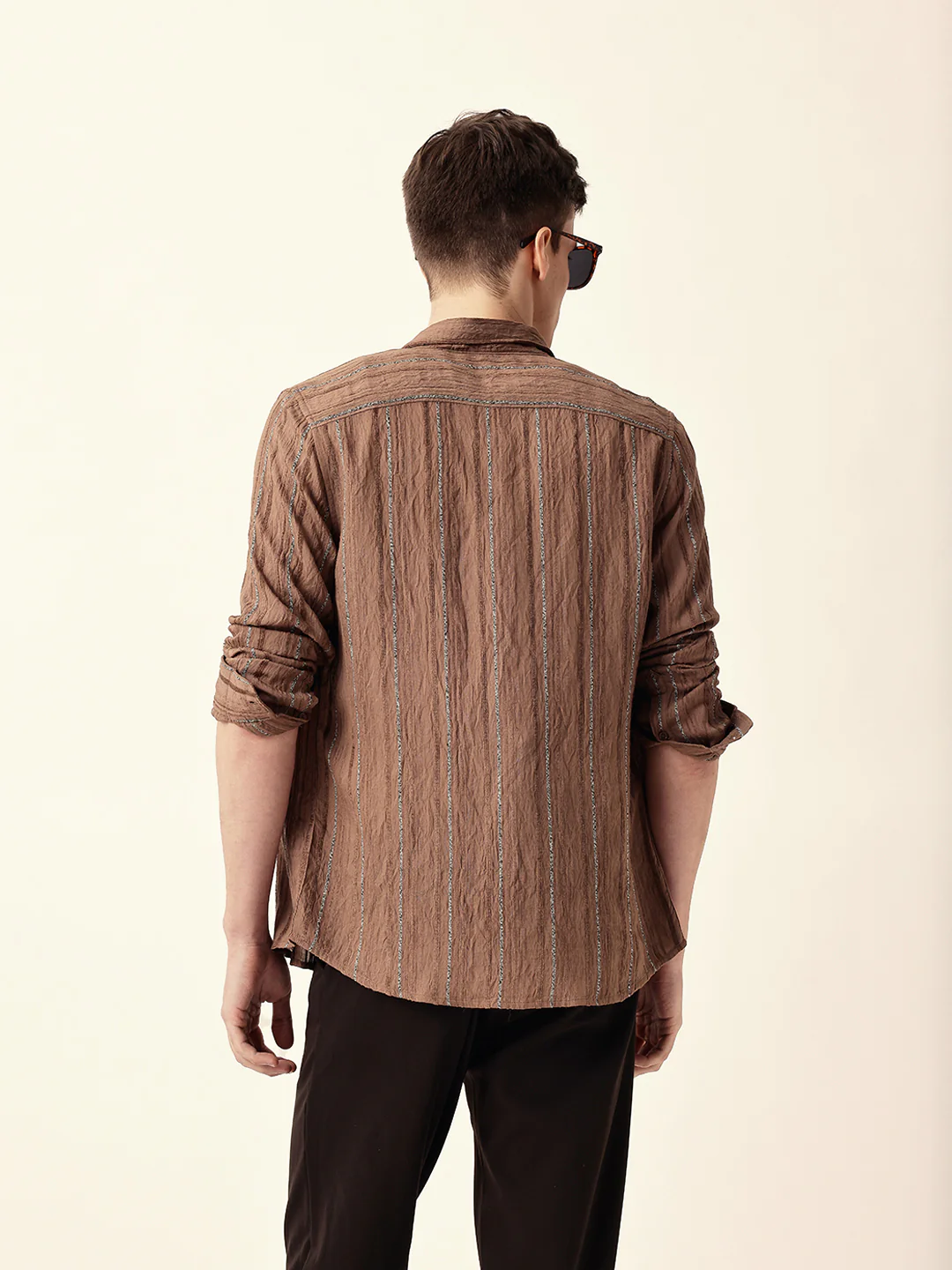 Men Casual Textured Stripe Shirt - Image 6
