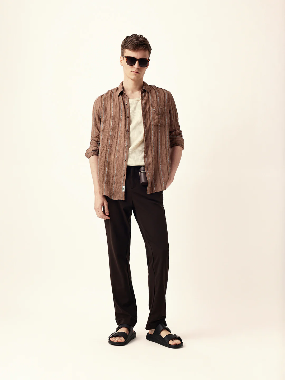Men Casual Textured Stripe Shirt - Image 7