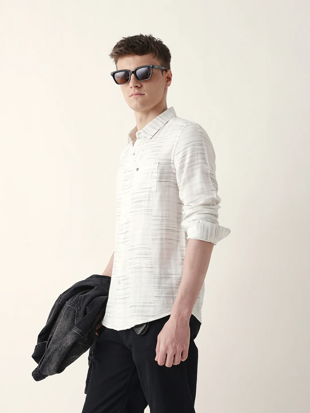 Men Casual Textured Stripe Shirt - Image 3